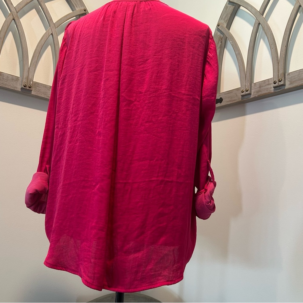Simply Vera Long Sleeve Blouse Pink Soft Silky Comfortable V-Neck size Large - Picture 6 of 10